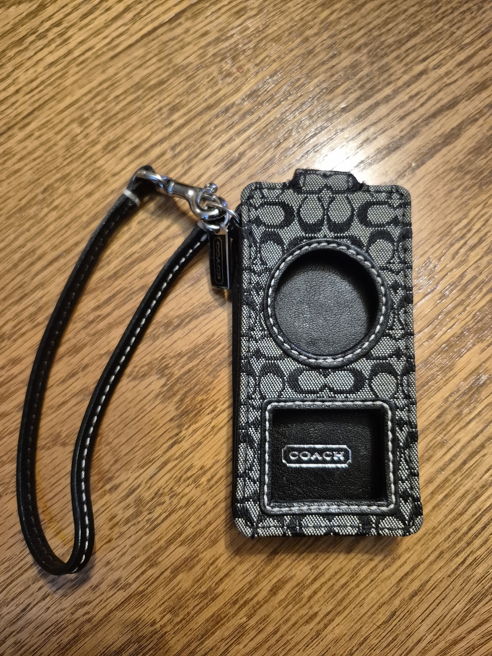 COACH Black Signature Wristlet Phone Case with Card Slot